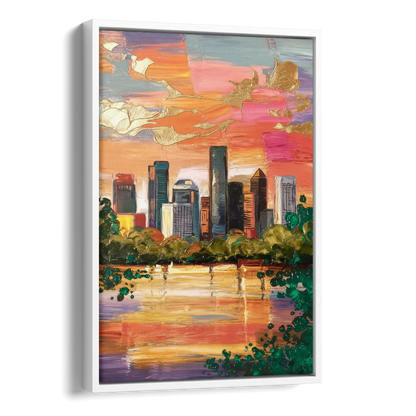Houston Cultural Essence Side - White Canvas Wall Art