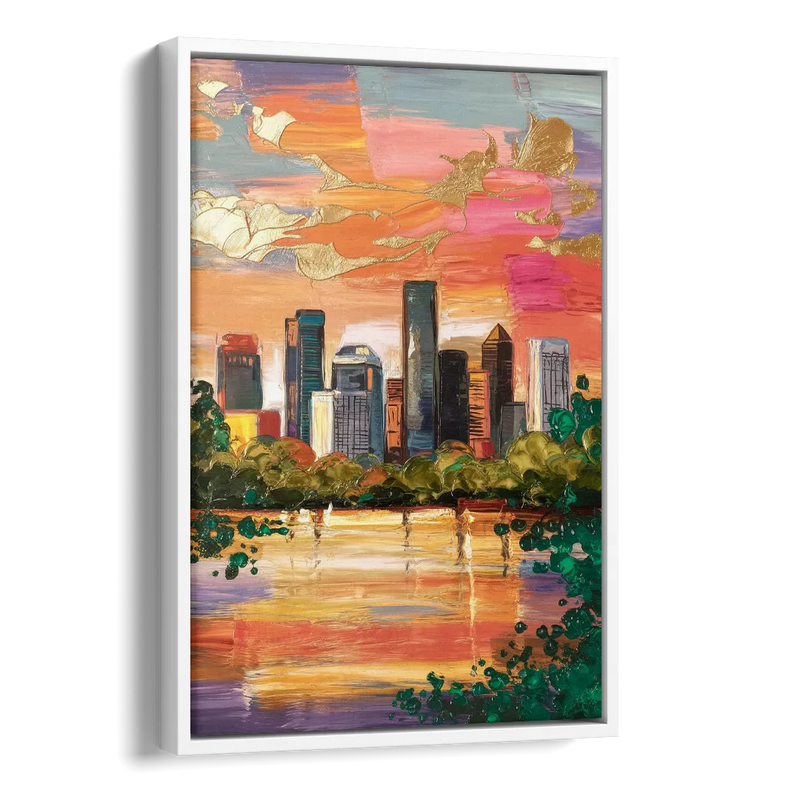 Houston Cultural Essence Side - White Canvas Wall Art
