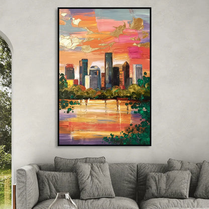 Houston Cultural Essence Living Room - Black Canvas Wall Art