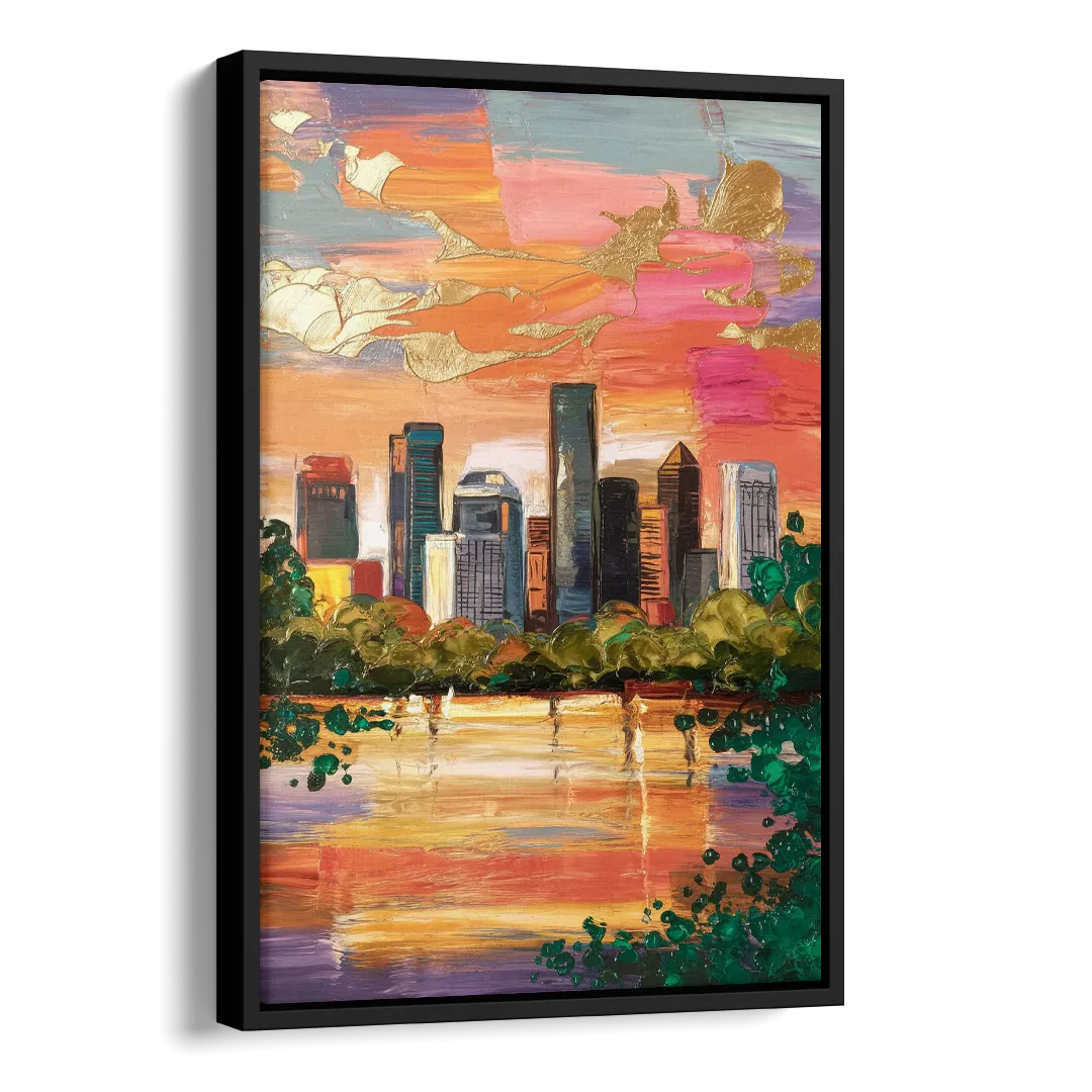 Houston Cultural Essence Side - Black Canvas Wall Art