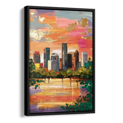Houston Cultural Essence Side - Black Canvas Wall Art