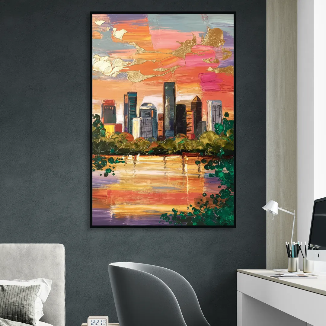 Houston Cultural Essence Sitting Room - Black Canvas Wall Art