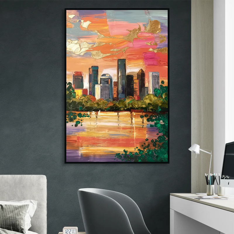 Houston Cultural Essence Sitting Room - Black Canvas Wall Art