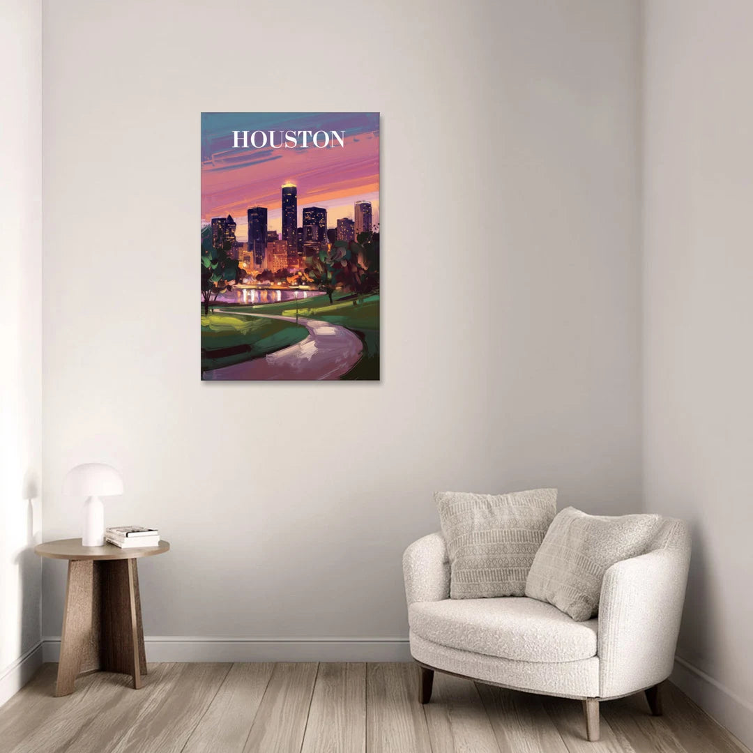 Houston Downtown Vibes - Canvas Wall Art - Sofa - 24x36
