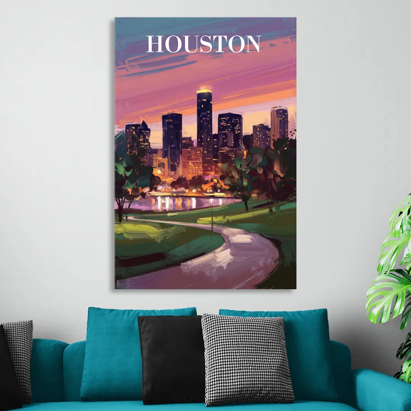 Houston Downtown Vibes Sitting Room - Canvas Wall Art