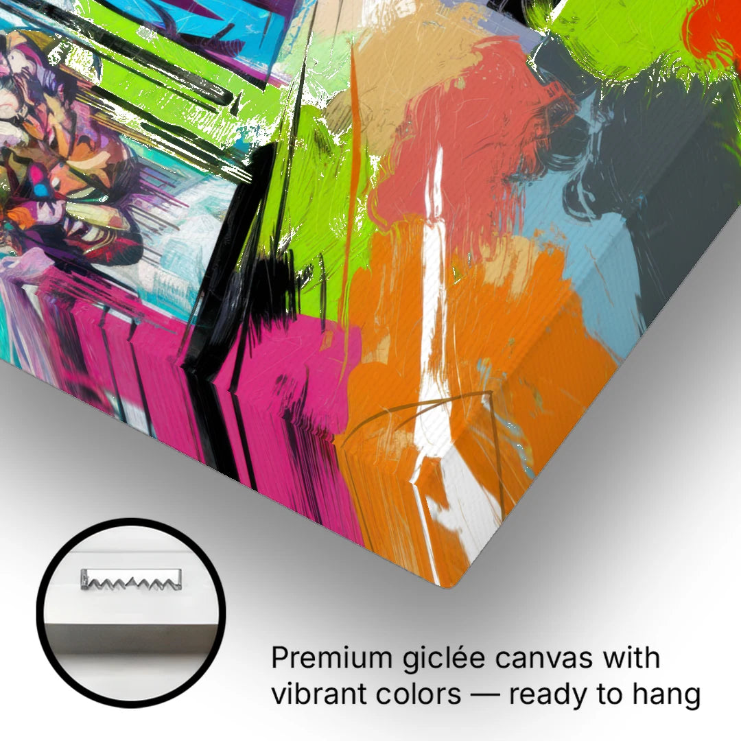 Houston Graffiti Streets - Canvas Wall Art - Gallery Wrap Corner