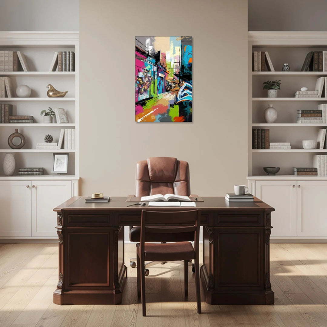 Houston Graffiti Streets - Canvas Wall Art - Office - 24x36
