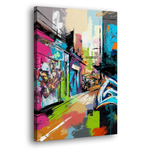 Houston Graffiti Streets - Canvas Wall Art - Side