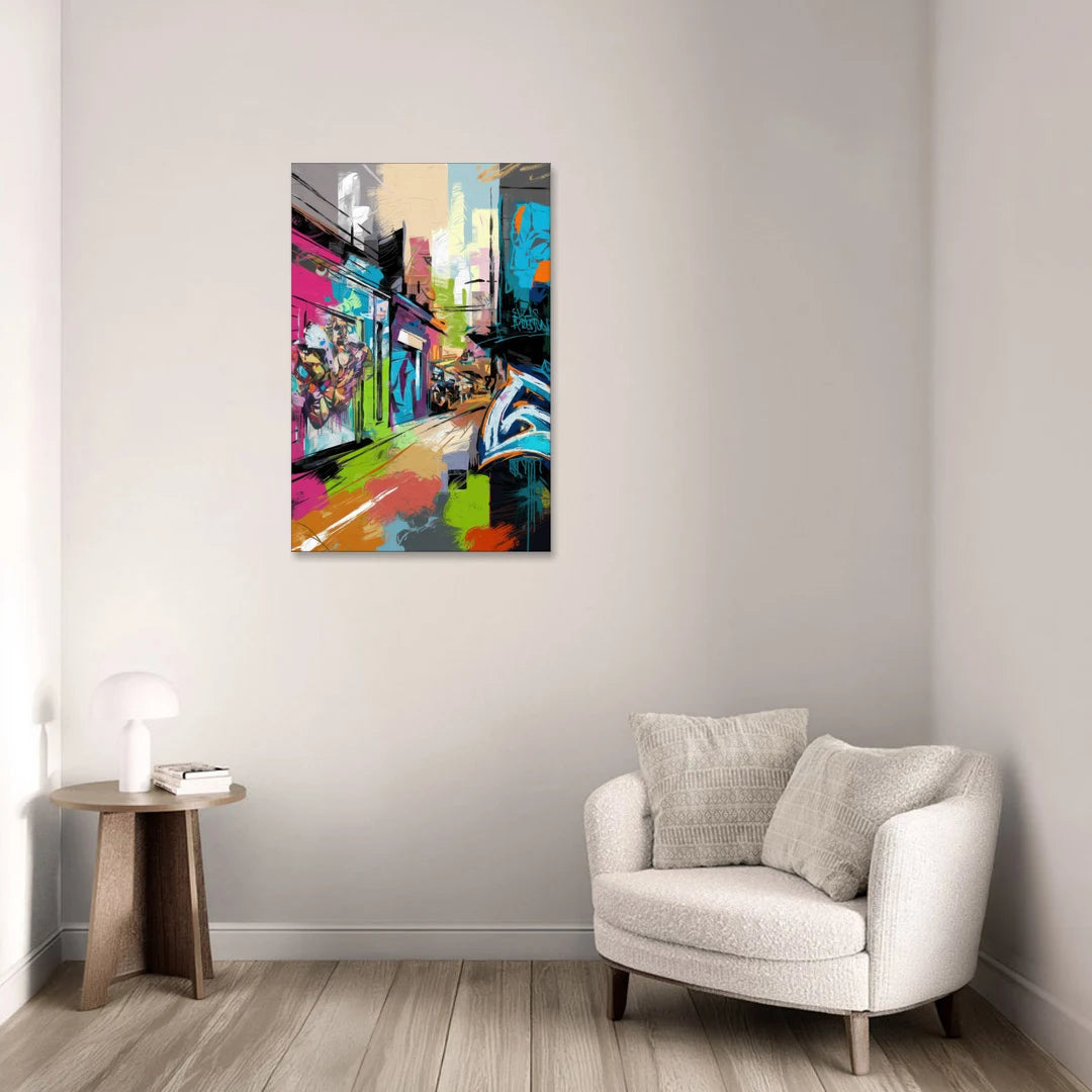 Houston Graffiti Streets - Canvas Wall Art - Sofa - 24x36