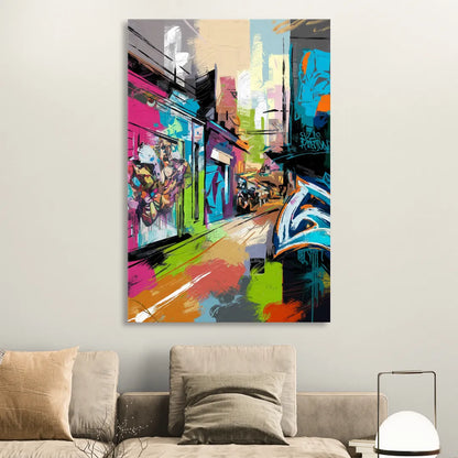 Houston Graffiti Streets Sitting Room - Canvas Wall Art