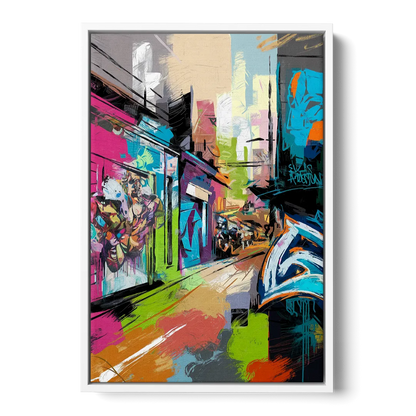 Houston Graffiti Streets Front - White Canvas Wall Art