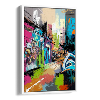Houston Graffiti Streets Side - White Canvas Wall Art