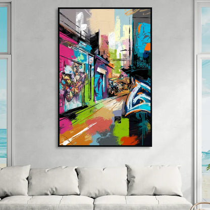 Houston Graffiti Streets Living Room - Black Canvas Wall Art