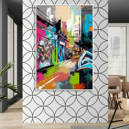 Houston Graffiti Streets Living Room - White Canvas Wall Art