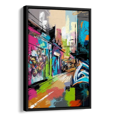 Houston Graffiti Streets Side - Black Canvas Wall Art
