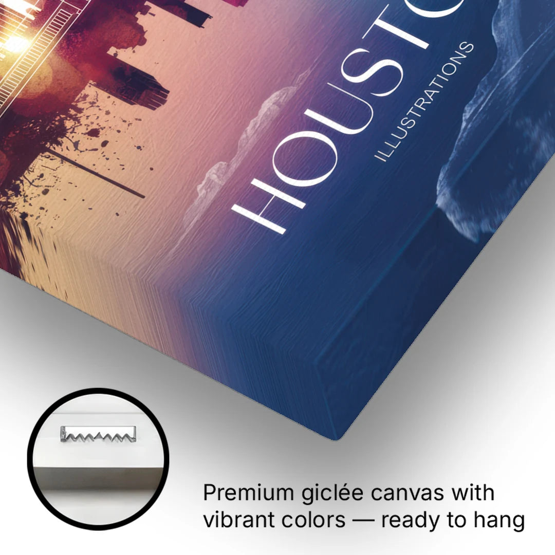 Houston Iconic Landmarks - Canvas Wall Art - Gallery Wrap Corner
