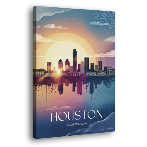 Houston Iconic Landmarks - Canvas Wall Art - Side