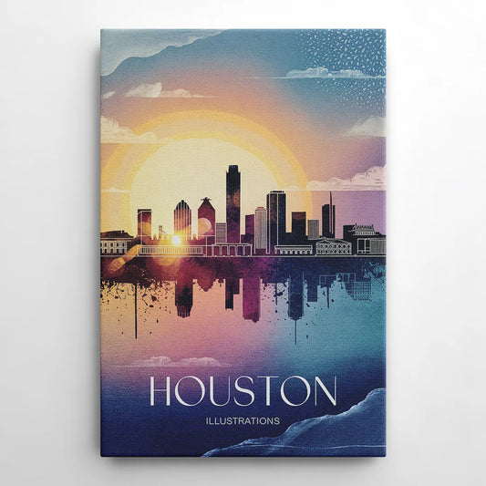 Houston Iconic Landmarks - Canvas Wall Art