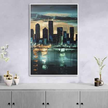 Houston Modern Aesthetic Sitting Room - White Canvas Wall Art