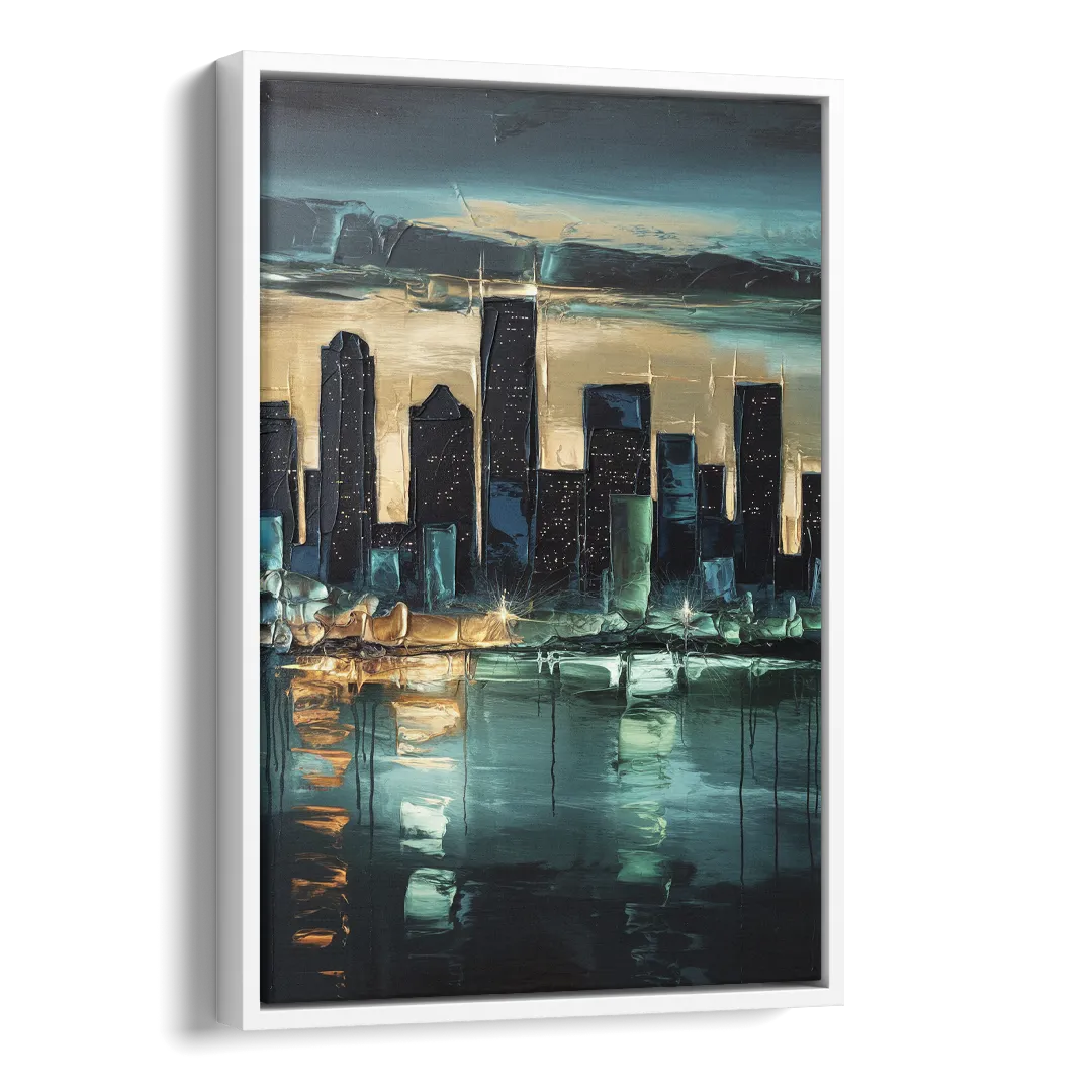 Houston Modern Aesthetic Side - White Canvas Wall Art
