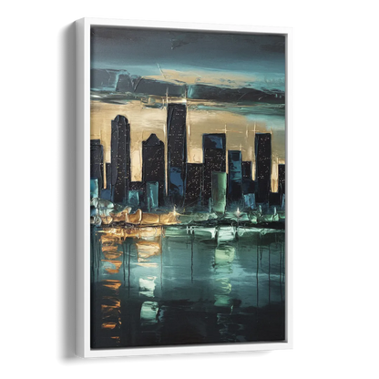 Houston Modern Aesthetic Side - White Canvas Wall Art