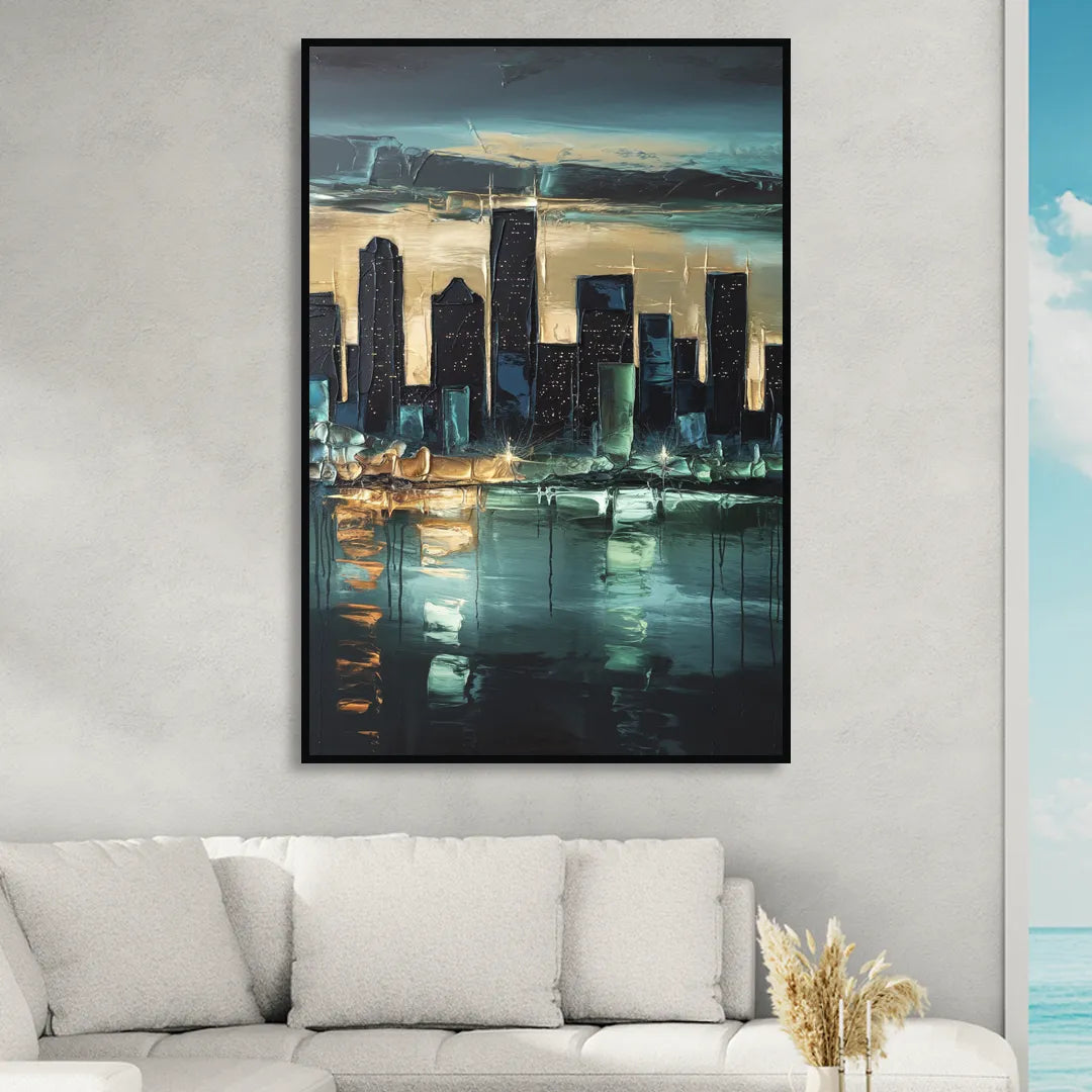 Houston Modern Aesthetic Living Room - Black Canvas Wall Art