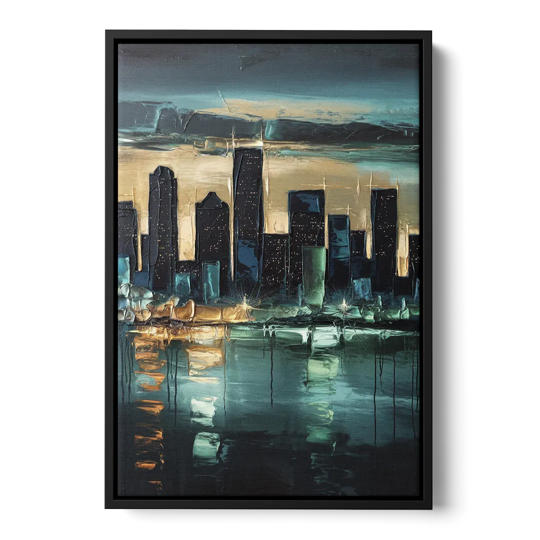 Houston Modern Aesthetic Front - Black Canvas Wall Art