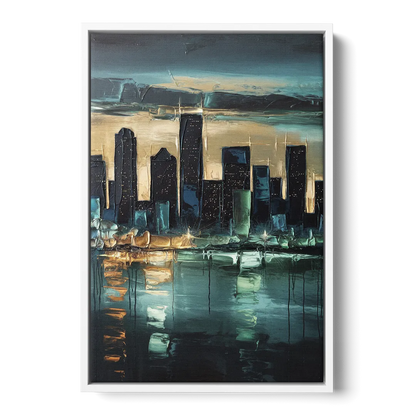 Houston Modern Aesthetic Front - White Canvas Wall Art