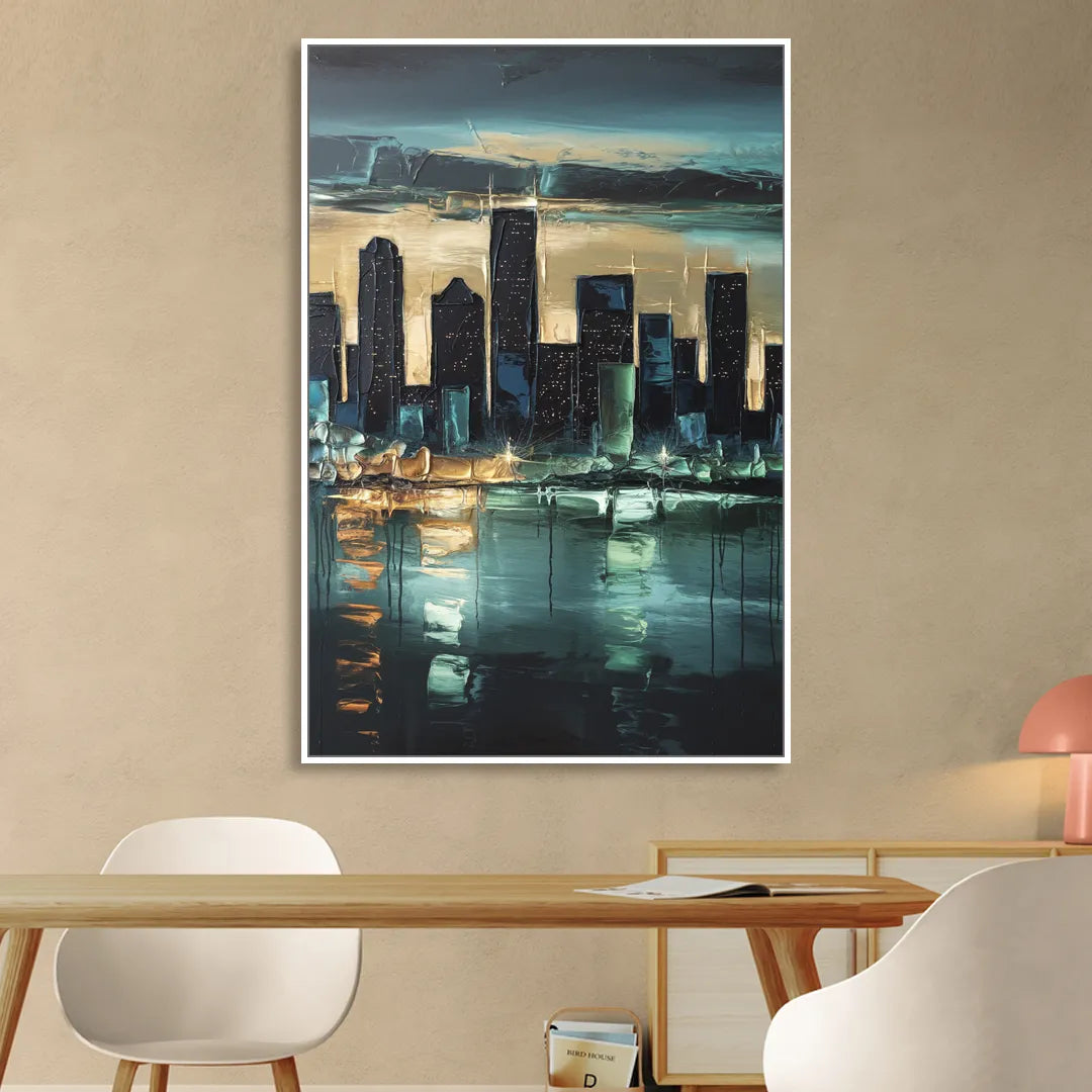 Houston Modern Aesthetic Living Room - White Canvas Wall Art