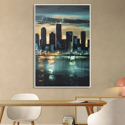 Houston Modern Aesthetic Living Room - White Canvas Wall Art