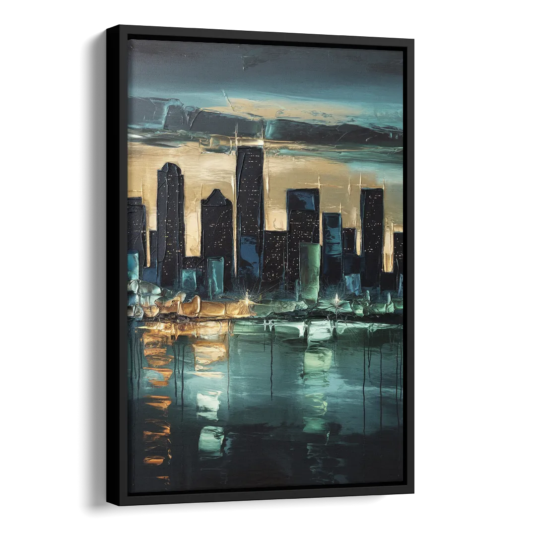 Houston Modern Aesthetic Side - Black Canvas Wall Art