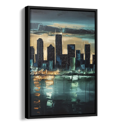 Houston Modern Aesthetic Side - Black Canvas Wall Art