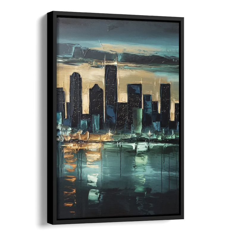 Houston Modern Aesthetic Side - Black Canvas Wall Art