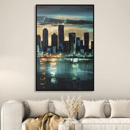 Houston Modern Aesthetic Sitting Room - Black Canvas Wall Art