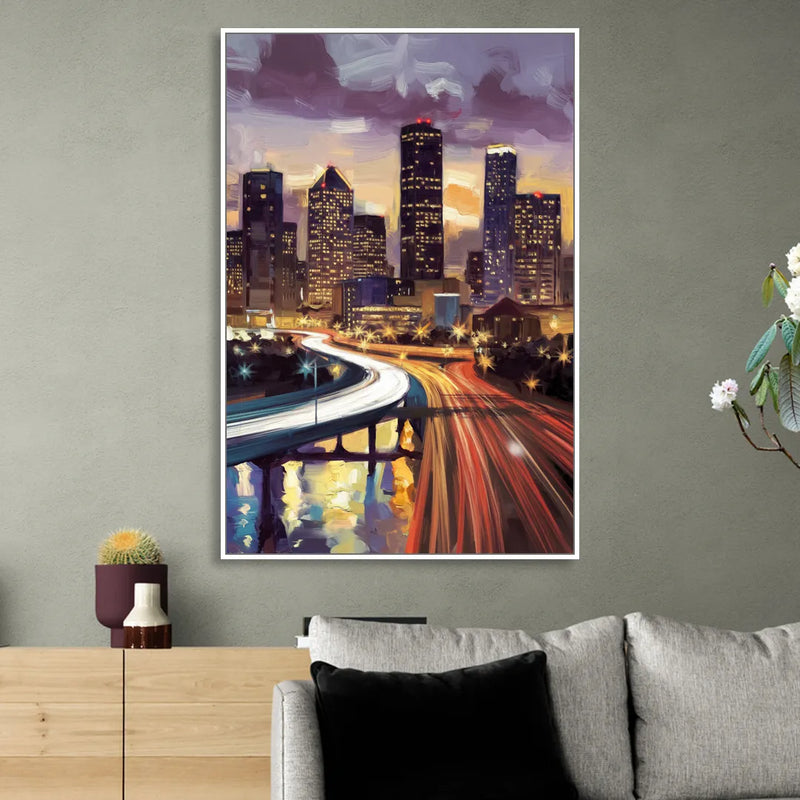 Houston Photography Collection Sitting Room - White Canvas Wall Art