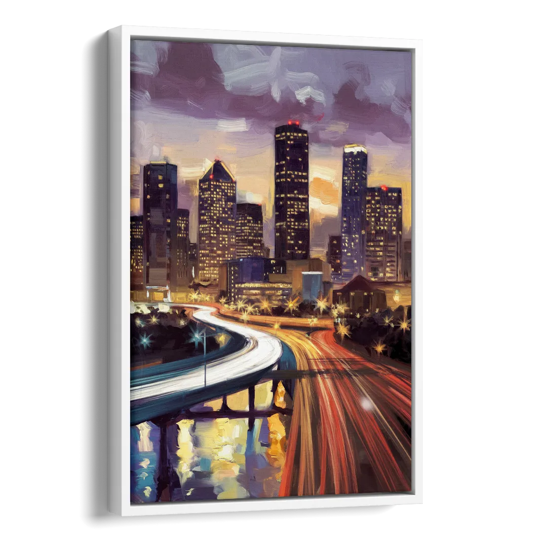 Houston Photography Collection Side - White Canvas Wall Art