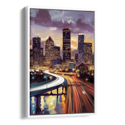 Houston Photography Collection Side - White Canvas Wall Art