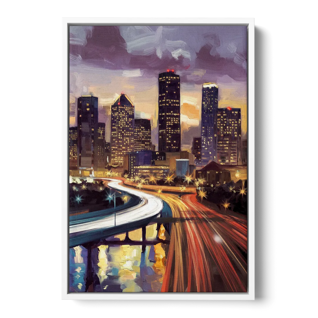 Houston Photography Collection Front - White Canvas Wall Art