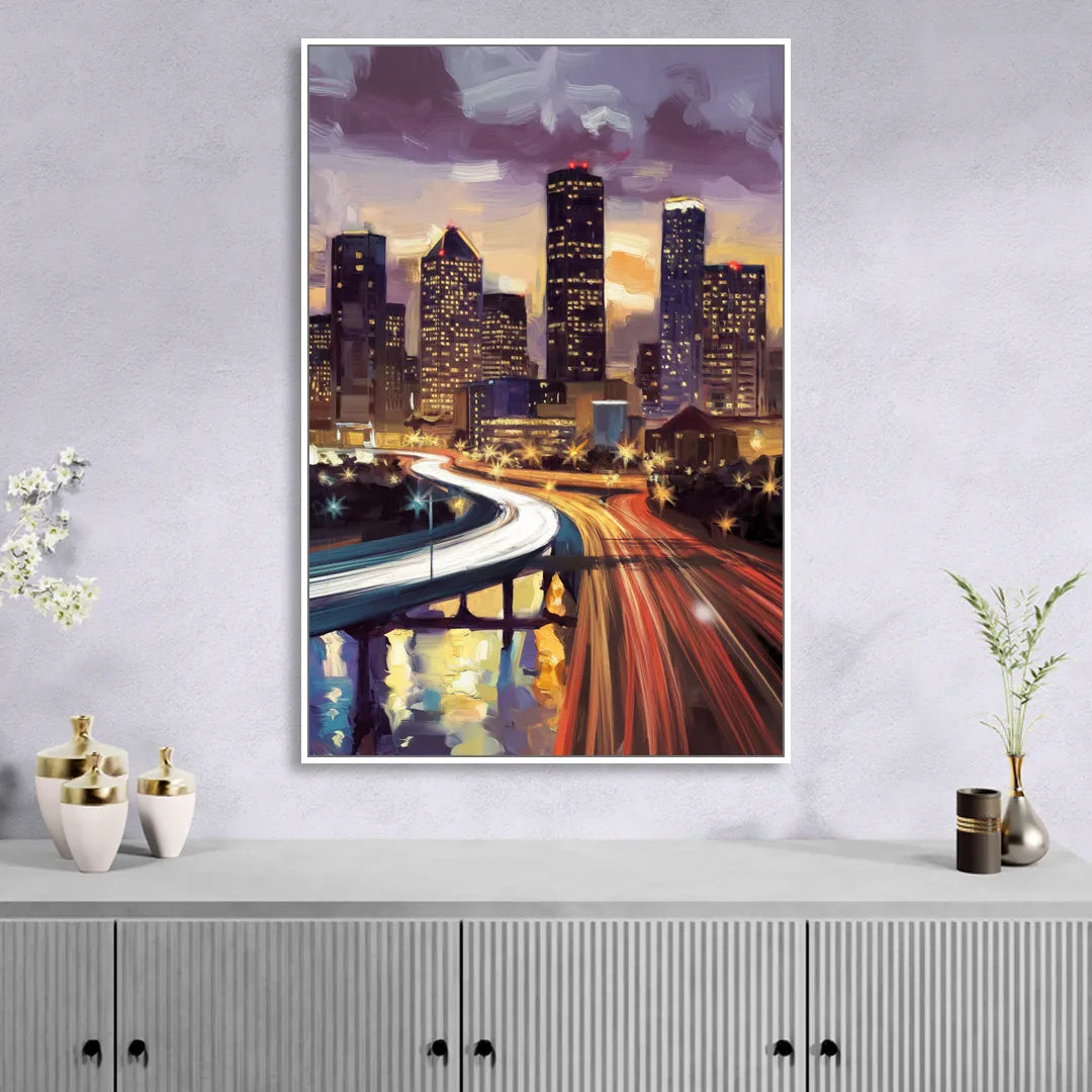 Houston Photography Collection Living Room - White Canvas Wall Art