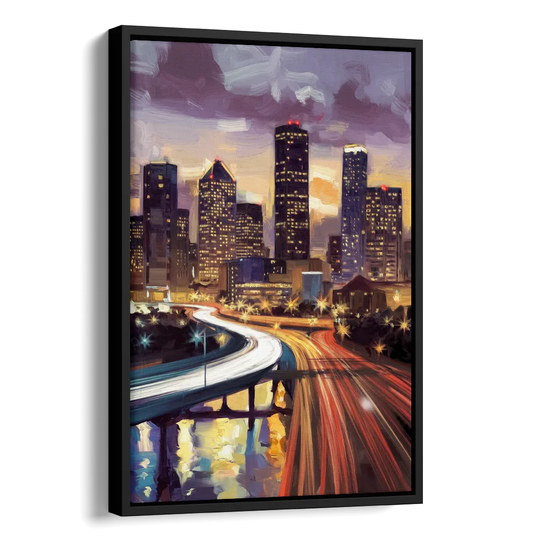 Houston Photography Collection Side - Black Canvas Wall Art