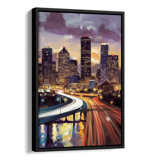 Houston Photography Collection Side - Black Canvas Wall Art