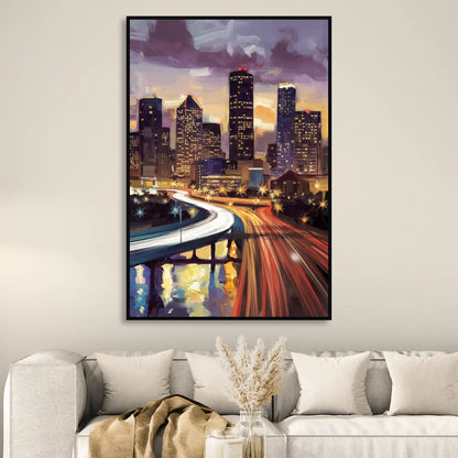 Houston Photography Collection Living Room - Black Canvas Wall Art