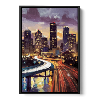 Houston Photography Collection Front - Black Canvas Wall Art