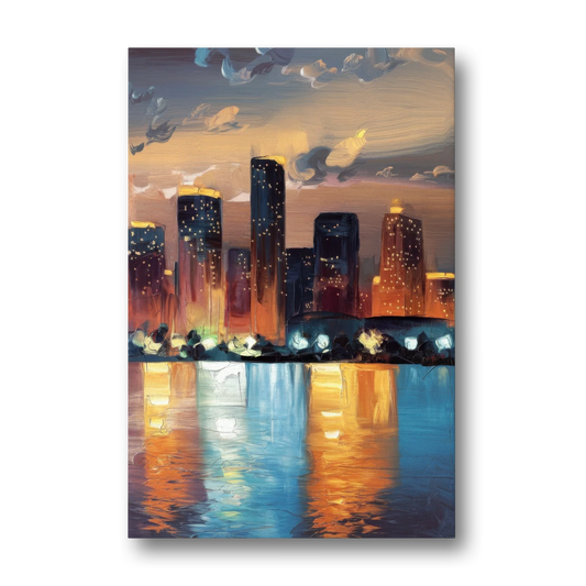Houston Skyline Glow - Canvas Wall Art - Front