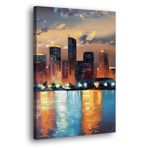 Houston Skyline Glow - Canvas Wall Art - Side