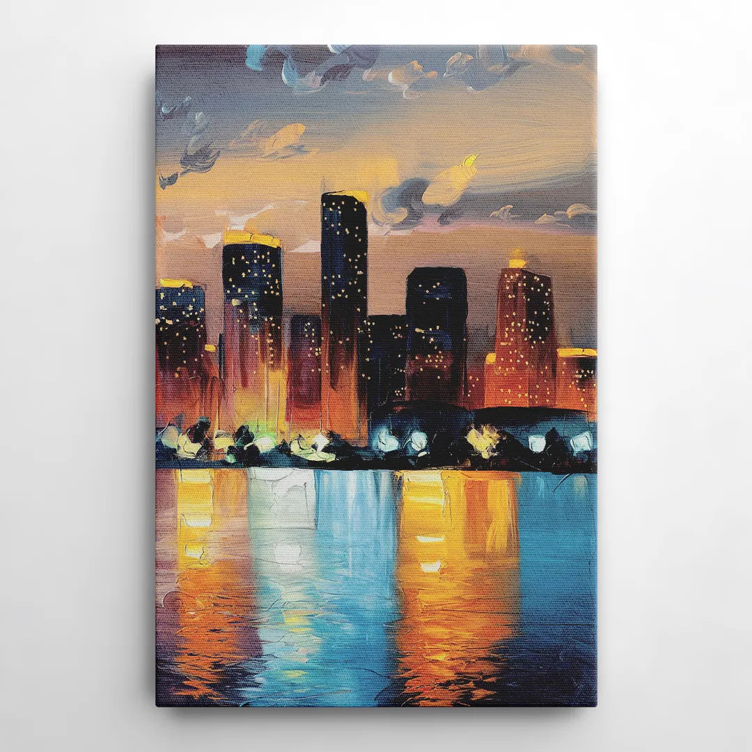 Houston Skyline Glow - Canvas Wall Art