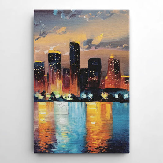 Houston Skyline Glow - Canvas Wall Art