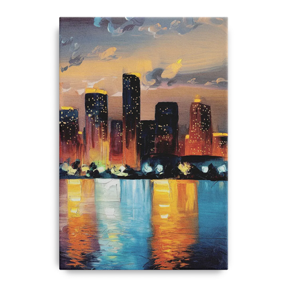 Houston Skyline Glow Front - Canvas Wall Art