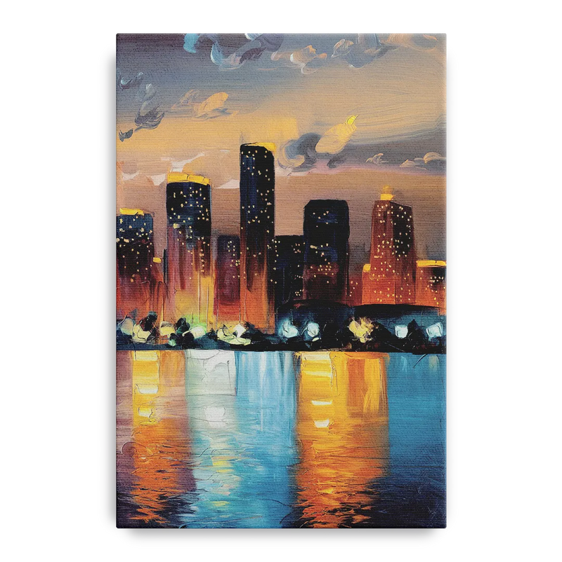 Houston Skyline Glow Front - Canvas Wall Art