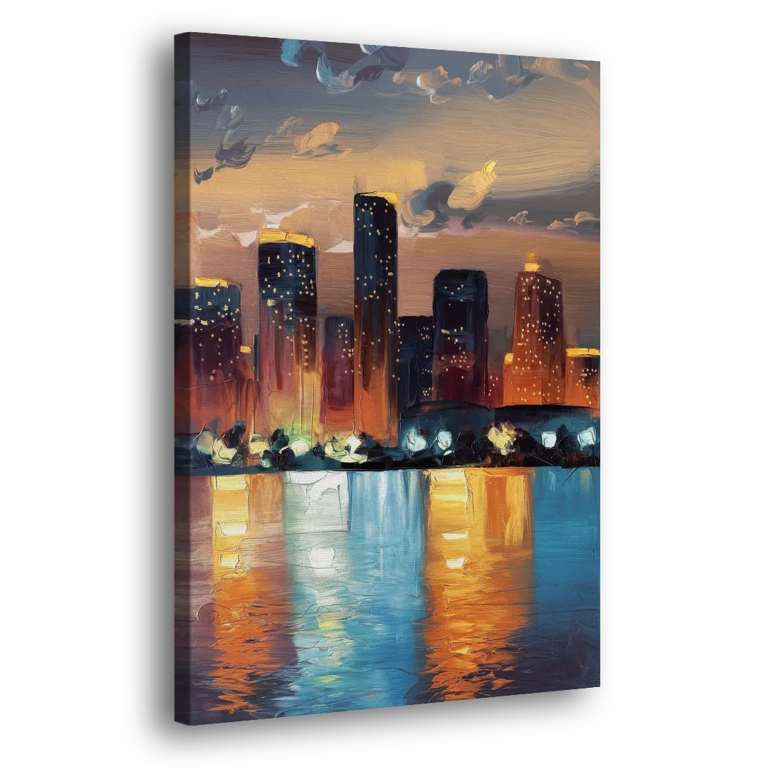 Houston Skyline Glow Side - Canvas Wall Art